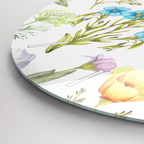 Ceas rotund de perete din sticlă Aranjament Floral