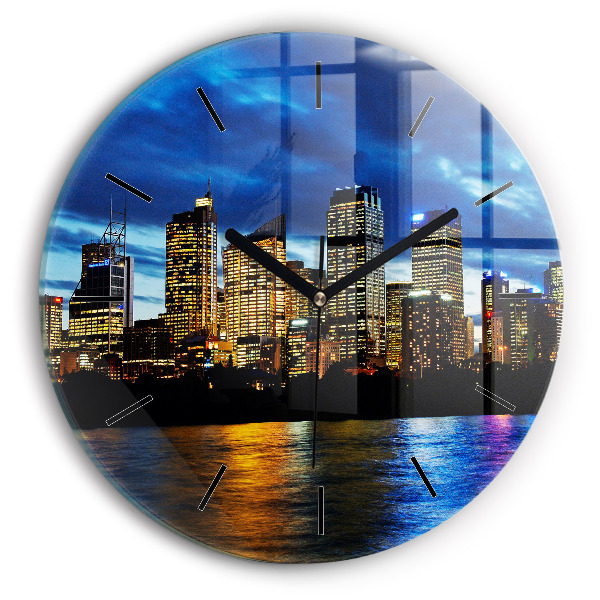 Ceas rotund de perete din sticlă Seara Sydney