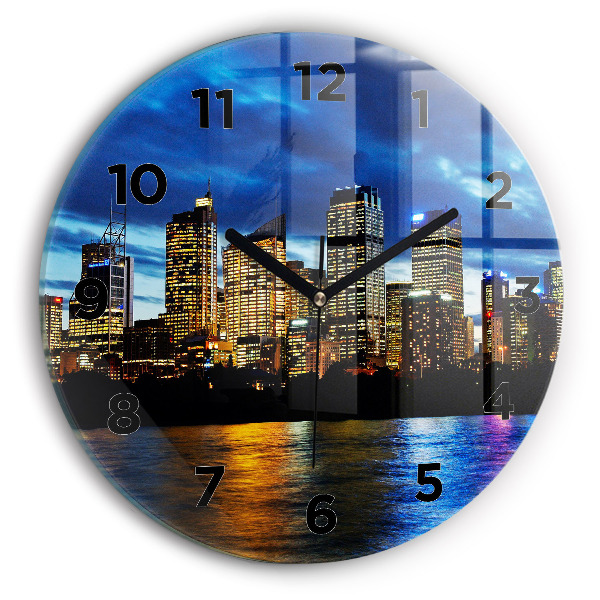 Ceas rotund de perete din sticlă Seara Sydney