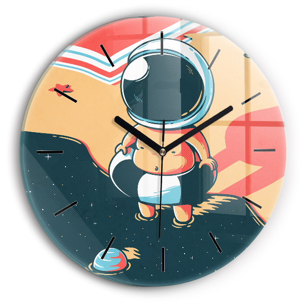 Ceas rotund de perete din sticlă Copil astronaut