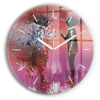 Ceas rotund de perete din sticlă Ciberspațiul