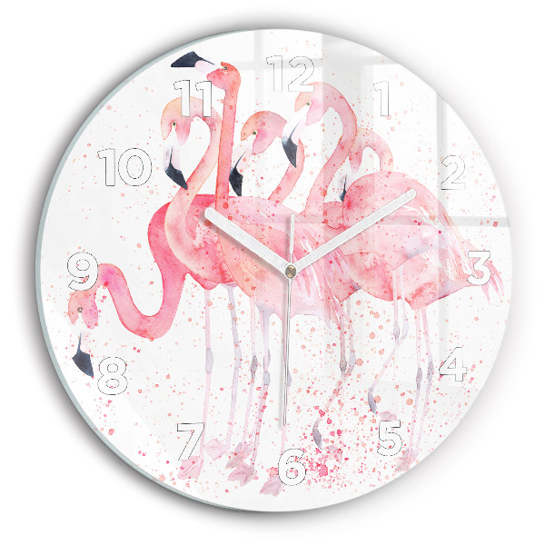 Ceas rotund de perete din sticlă O grămadă de flamingo