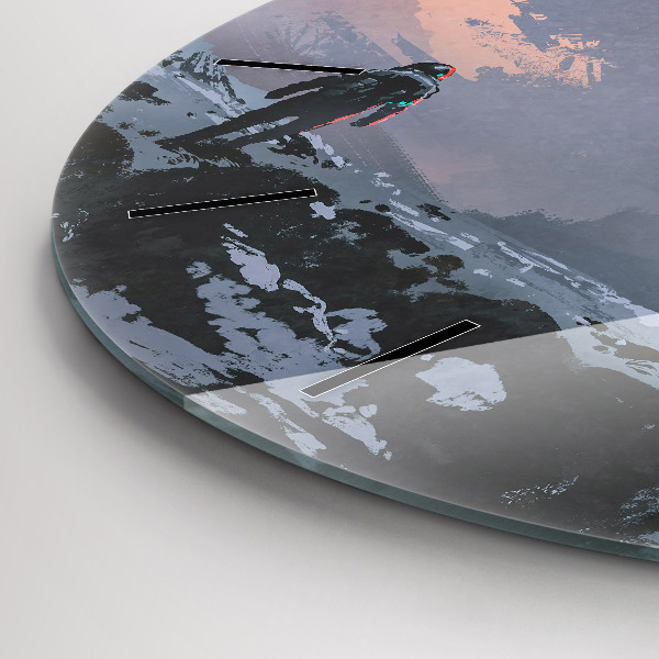 Ceas rotund de perete din sticlă Abstracția astronauților