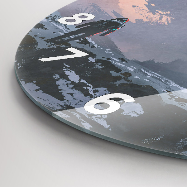 Ceas rotund de perete din sticlă Abstracția astronauților