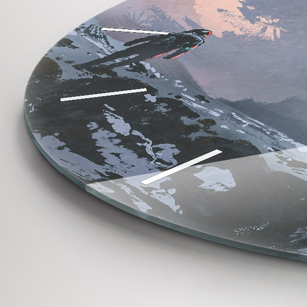 Ceas rotund de perete din sticlă Abstracția astronauților