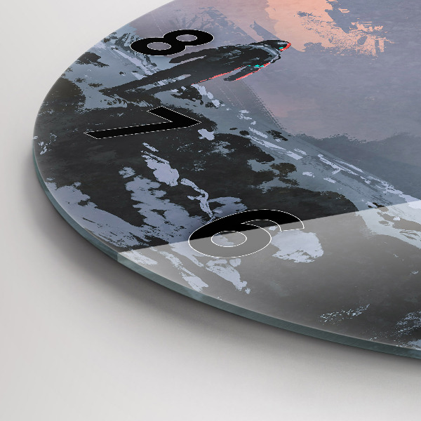 Ceas rotund de perete din sticlă Abstracția astronauților