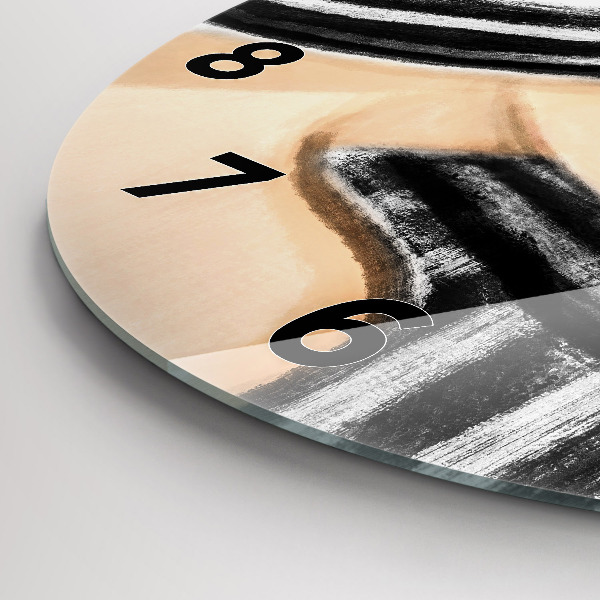 Ceas rotund de perete din sticlă Femeie în alb și negru