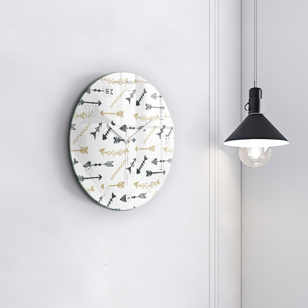 Ceas rotund de perete din sticlă Model geometric hipster