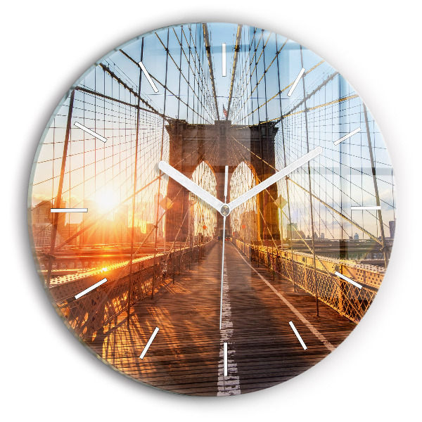 Ceas rotund de perete din sticlă Podul Brooklyn NYC