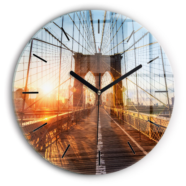 Ceas rotund de perete din sticlă Podul Brooklyn NYC