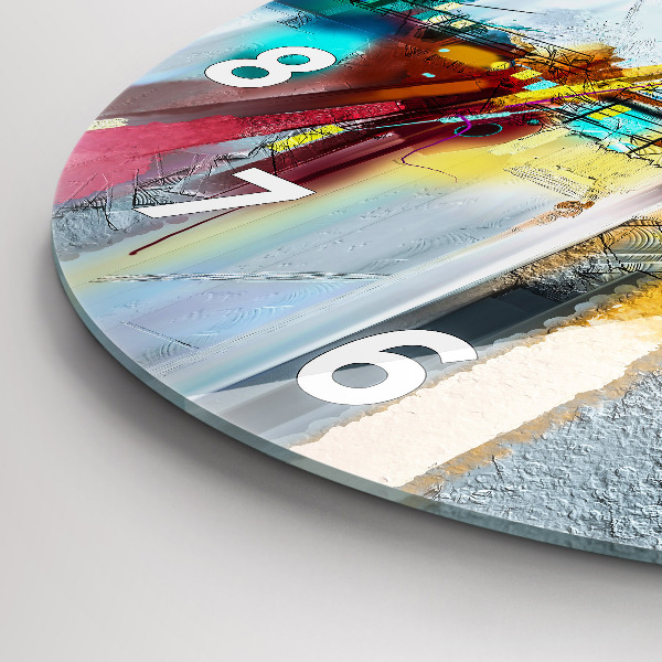 Ceas rotund de perete din sticlă Peisaj abstract de ulei
