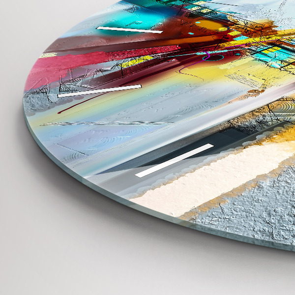 Ceas rotund de perete din sticlă Peisaj abstract de ulei