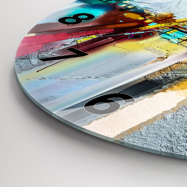 Ceas rotund de perete din sticlă Peisaj abstract de ulei