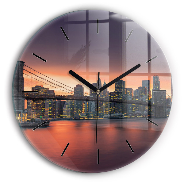 Ceas rotund de perete din sticlă East River din New York