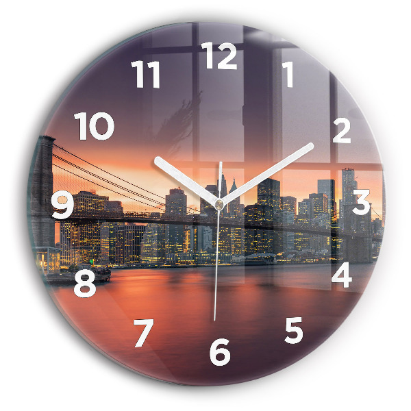 Ceas rotund de perete din sticlă East River din New York