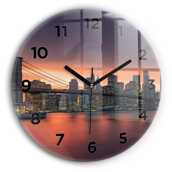 Ceas rotund de perete din sticlă East River din New York
