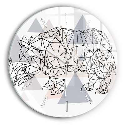Ceas rotund de perete din sticlă Model geometric