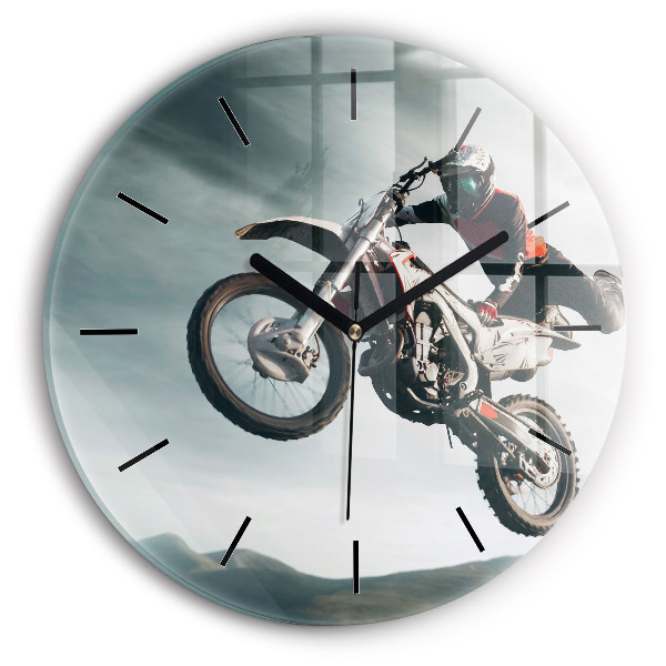Ceas rotund de perete din sticlă Stilul motor Adrenalina
