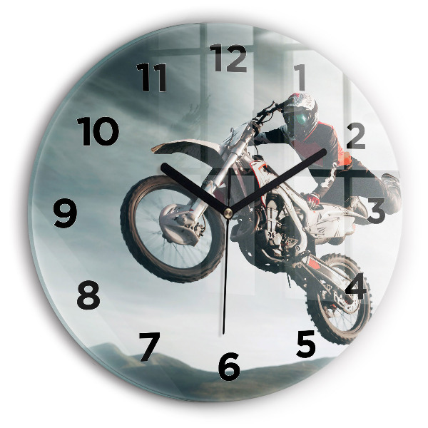 Ceas rotund de perete din sticlă Stilul motor Adrenalina