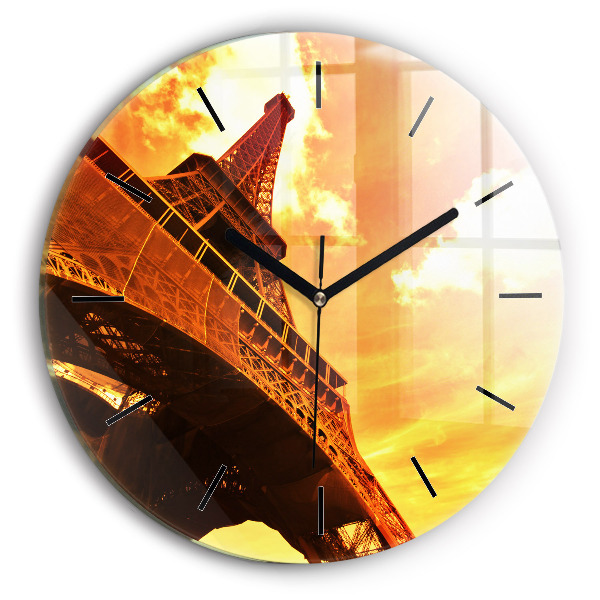 Ceas rotund de perete din sticlă Turnul Eiffel din Paris