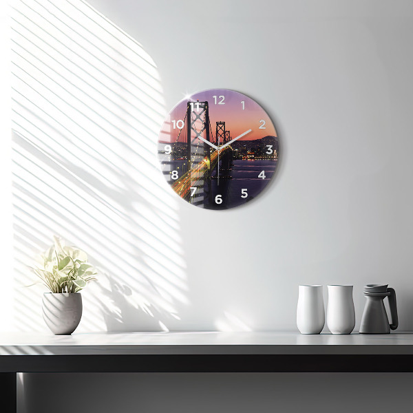 Ceas rotund de perete din sticlă Apus de soare din SUA