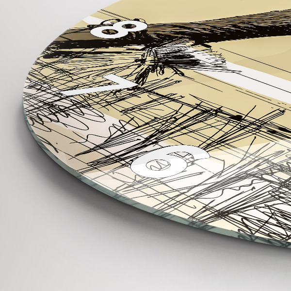 Ceas rotund de perete din sticlă Femeie care culege orez