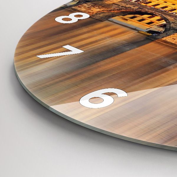 Ceas rotund de perete din sticlă Panoramă peste râu