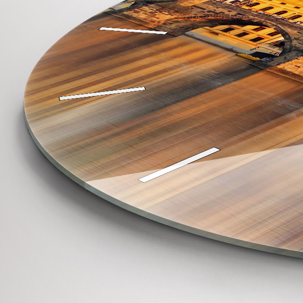 Ceas rotund de perete din sticlă Panoramă peste râu