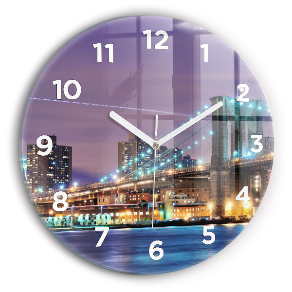 Ceas rotund de perete din sticlă Podul Brooklyn și East River