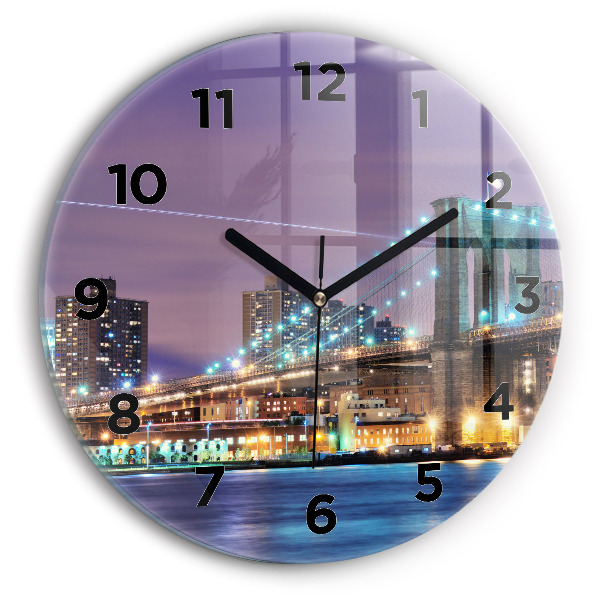 Ceas rotund de perete din sticlă Podul Brooklyn și East River