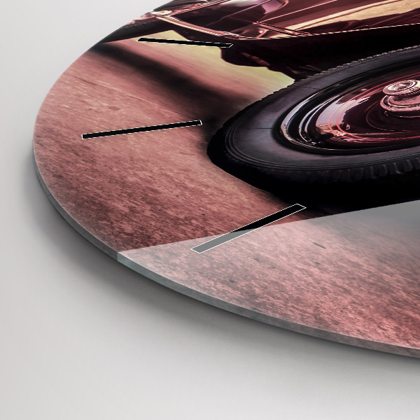 Ceas rotund de perete din sticlă Mașină în stil vintage