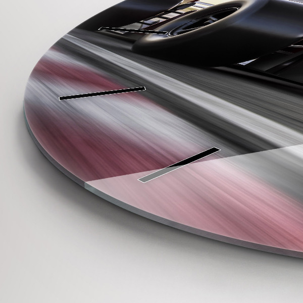 Ceas rotund de perete din sticlă Mașină sport de curse