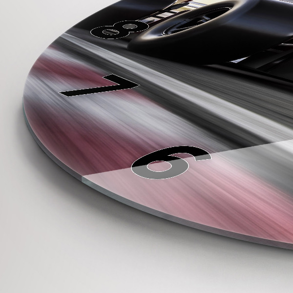 Ceas rotund de perete din sticlă Mașină sport de curse