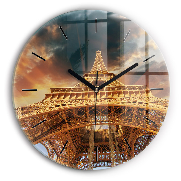 Ceas rotund de perete din sticlă Turnul Eiffel