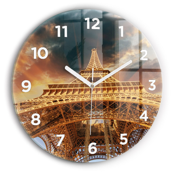 Ceas rotund de perete din sticlă Turnul Eiffel