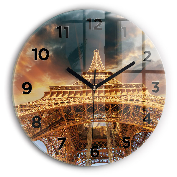 Ceas rotund de perete din sticlă Turnul Eiffel