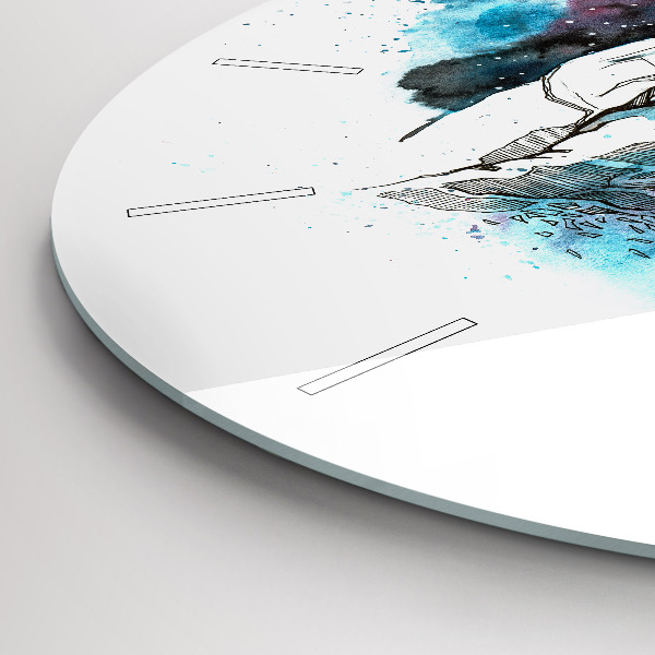 Ceas rotund de perete din sticlă Abstracția astronauților