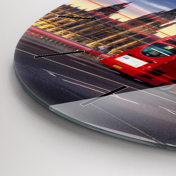 Ceas rotund de perete din sticlă Autobuzul roșu din Londra