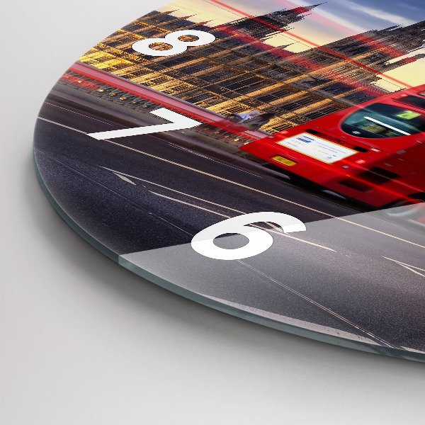 Ceas rotund de perete din sticlă Autobuzul roșu din Londra