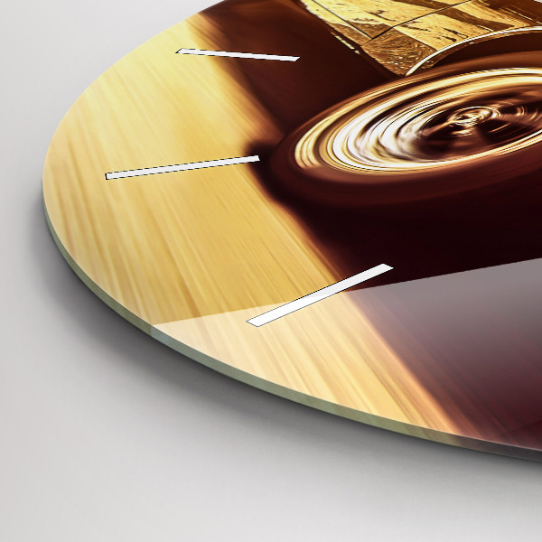 Ceas rotund de perete din sticlă Mașină veche clasică