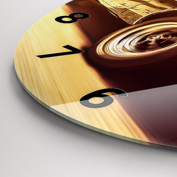 Ceas rotund de perete din sticlă Mașină veche clasică