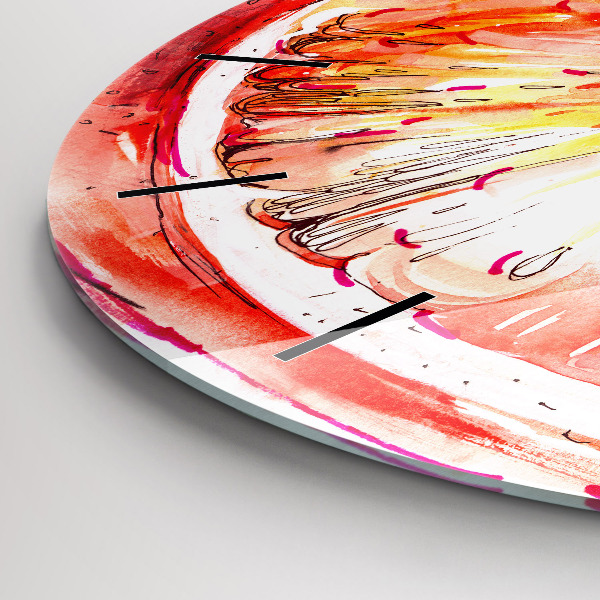 Ceas rotund de perete din sticlă Vopsit portocaliu