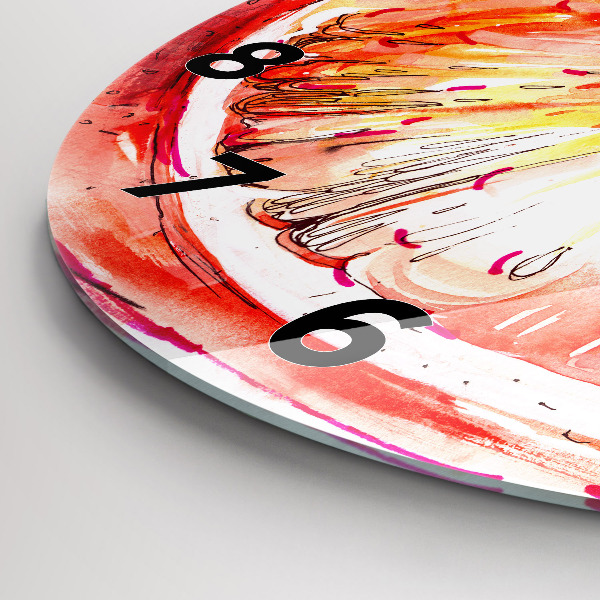 Ceas rotund de perete din sticlă Vopsit portocaliu