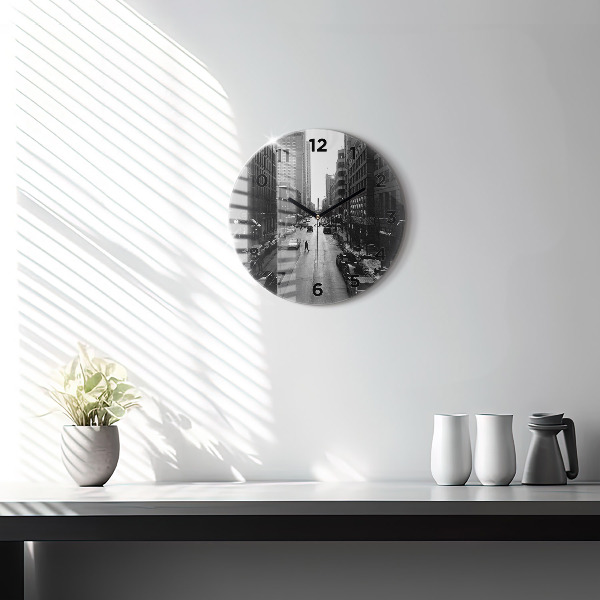 Ceas rotund de perete din sticlă Străzile orașului Chicago