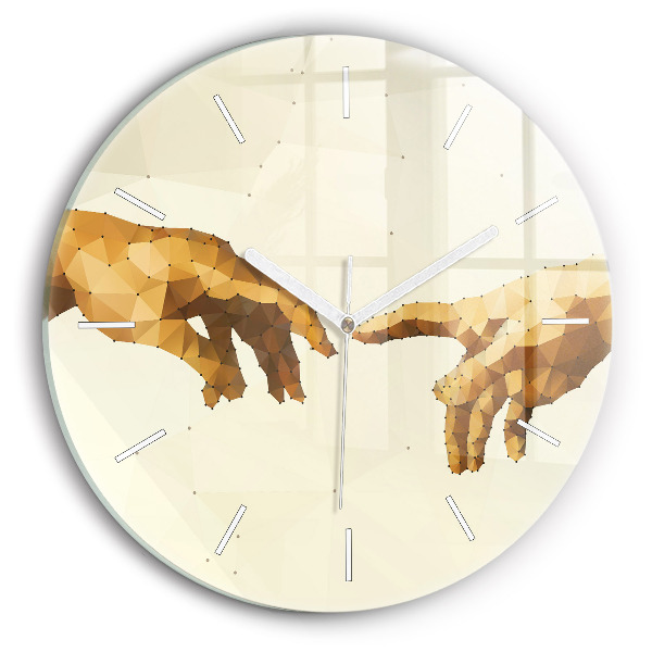 Ceas rotund de perete din sticlă Crearea lui Adam