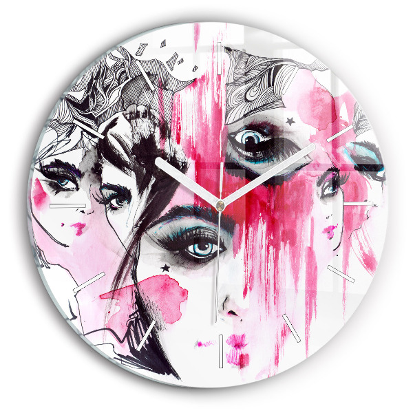 Ceas rotund de perete din sticlă Multe fețe ale abstracției