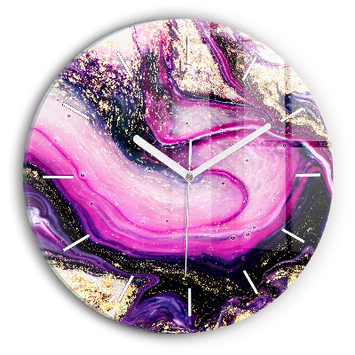 Ceas rotund de perete din sticlă Abstracția din marmură