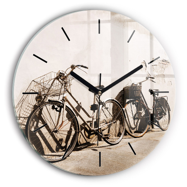Ceas rotund de perete din sticlă bicicleta italiană