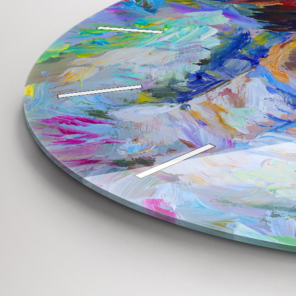 Ceas rotund de perete din sticlă Balerina pictată