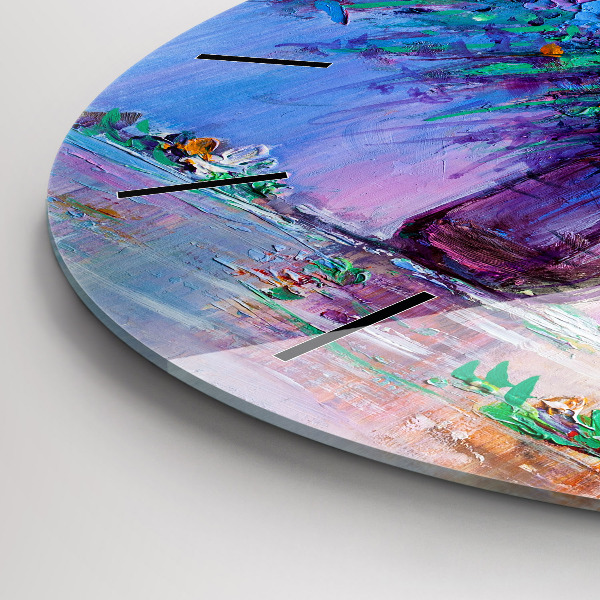 Ceas rotund de perete din sticlă Flori într-o vază